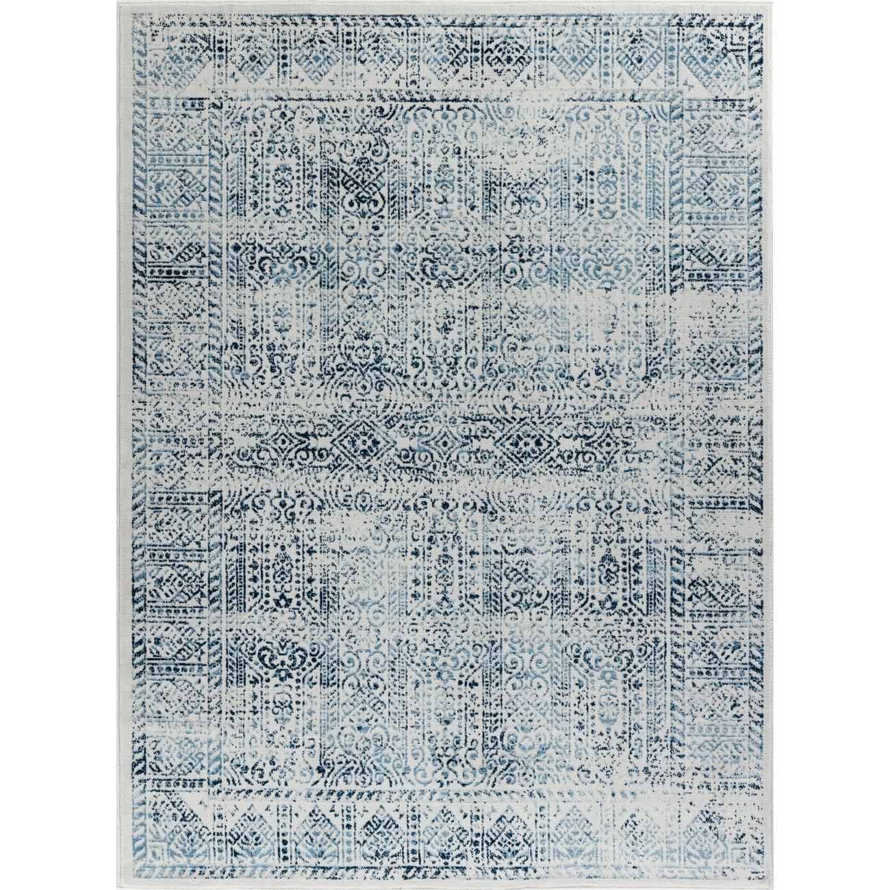 DANIA Vintage Traditional Oriental Boho Blue/White Area Rug