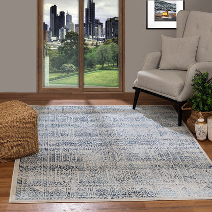 DANIA Vintage Traditional Oriental Boho Blue/White Area Rug