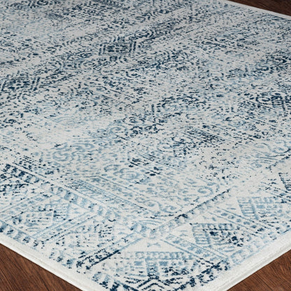 DANIA Vintage Traditional Oriental Boho Blue/White Area Rug