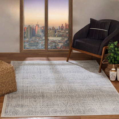DANIA Vintage Traditional Oriental Boho Grey/Ivory Area Rug Roomscene