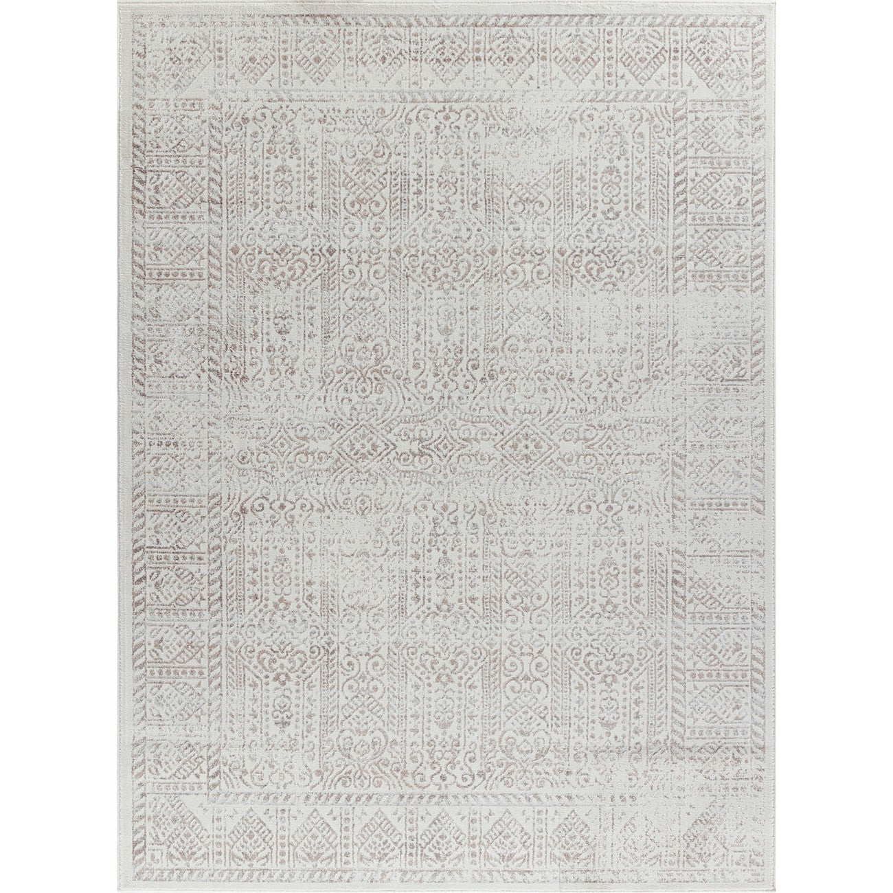 DANIA Vintage Traditional Oriental Boho Tan/Grey Area Rug Flat