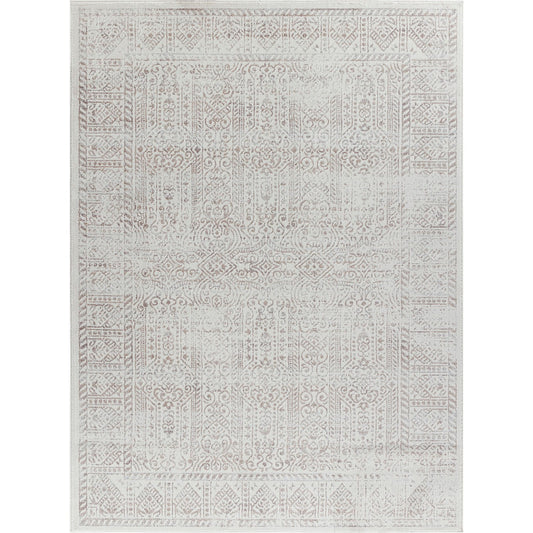 DANIA Vintage Traditional Oriental Boho Tan/Grey Area Rug Flat