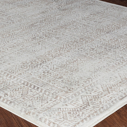 DANIA Vintage Traditional Oriental Boho Tan/Grey Area Rug Corner