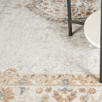 DEEPIKA Machine Washable Traditional Boho Grey/Brown Area Rug Swatch