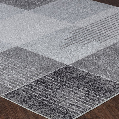 DENISE Scandi Geometric Black Area Rug Corner