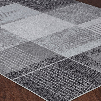 DENISE Scandi Geometric Grey Area Rug