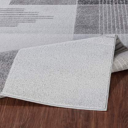 DENISE Scandi Geometric Grey Area Rug