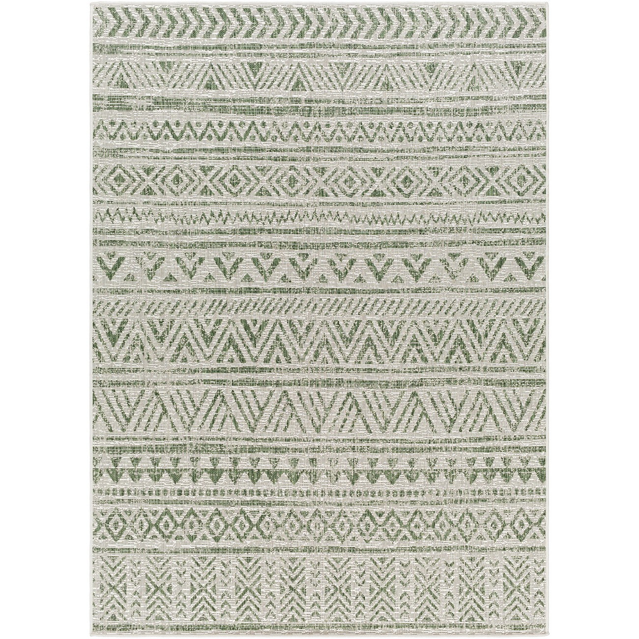 DIKSHA Indoor & Outdoor Global Moss Green Area Rug