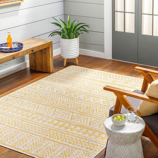 DIKSHA Indoor & Outdoor Global Saffron Area Rug Roomscene
