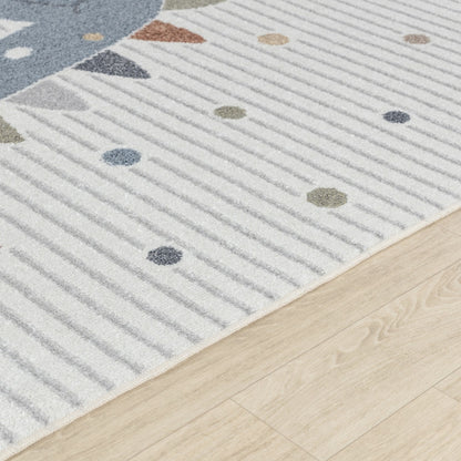 DINO Machine Washable Beige/Grey Kids Room Rug Texture
