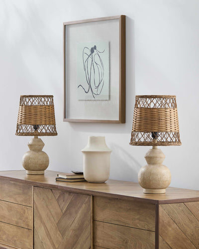 Dongobesh Rattan Brown Resin Table Lamp