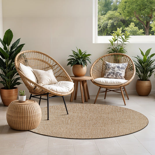 DOLLY Indoor & Outdoor Global Brown Area Rug Roomscene