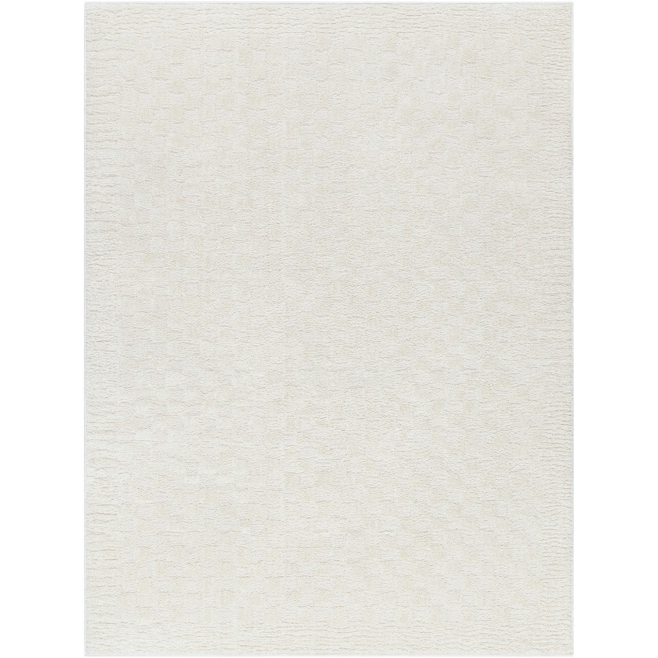 EKTA Scandi Modern High Pile Ivory/Off-White Checkered Area Rug