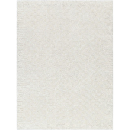 EKTA Scandi Modern High Pile Ivory/Off-White Checkered Area Rug