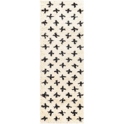 ELIZA Shaggy Modern Plush Pile Cream Area Rug Flat