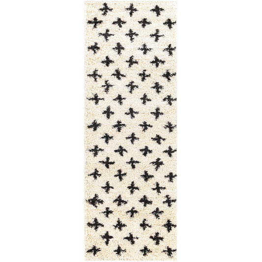 ELIZA Shaggy Modern Plush Pile Cream Area Rug Flat