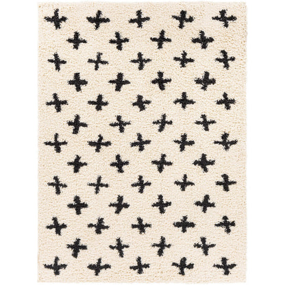 ELIZA Shaggy Modern Plush Pile Cream Area Rug Flat