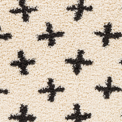 ELIZA Shaggy Modern Plush Pile Cream Area Rug Swatch