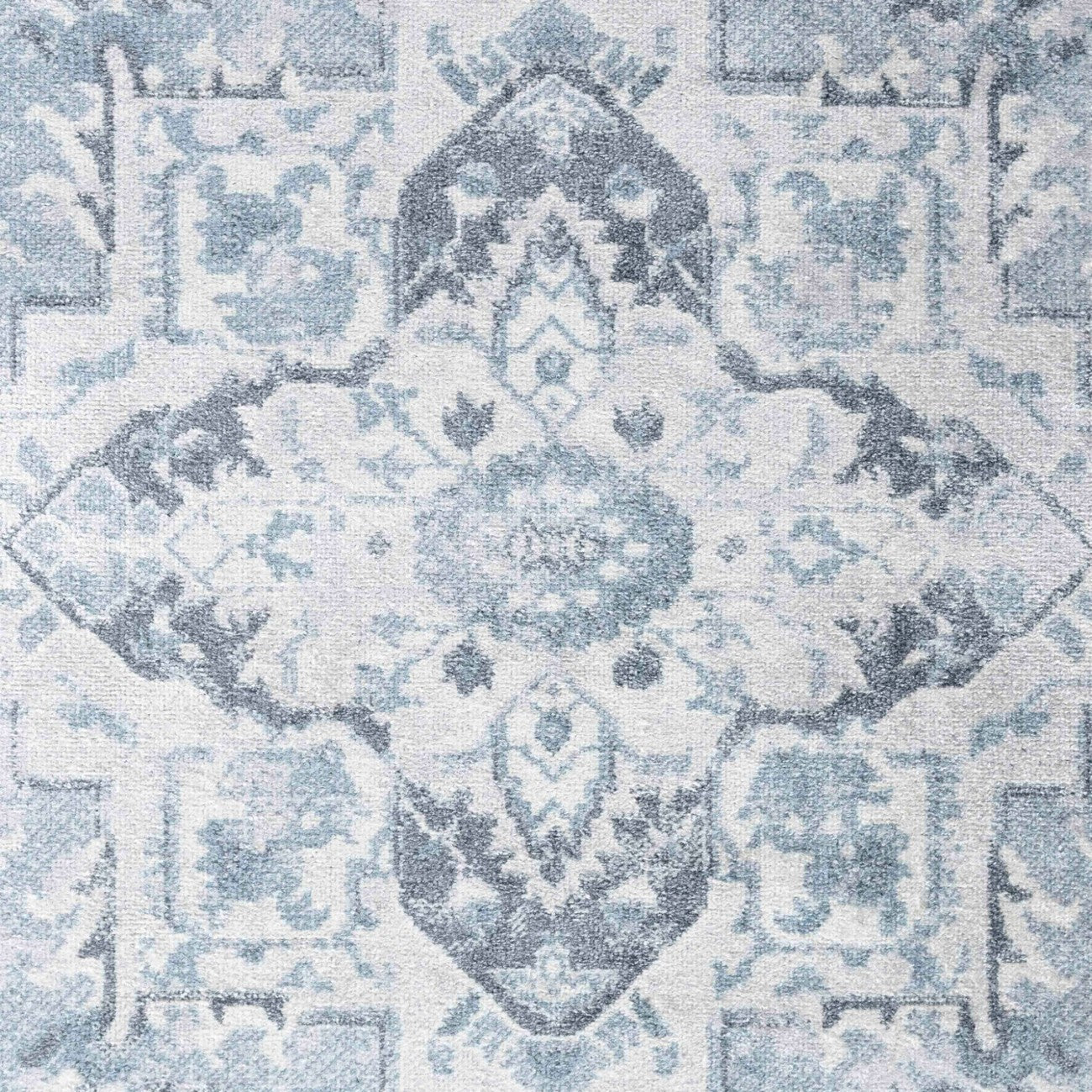 ELSA Machine Washable Traditional Boho Denim Blue Area Rug Swatch