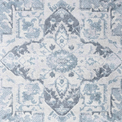 ELSA Machine Washable Traditional Boho Denim Blue Area Rug Swatch