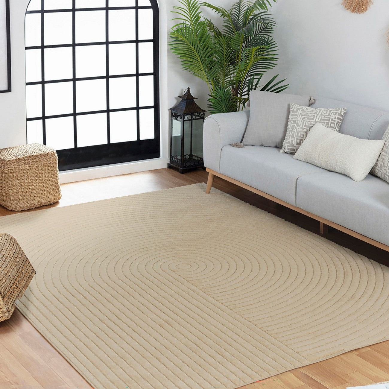 EMIKO Indoor & Outdoor Scandi Modern Beige Area Rug