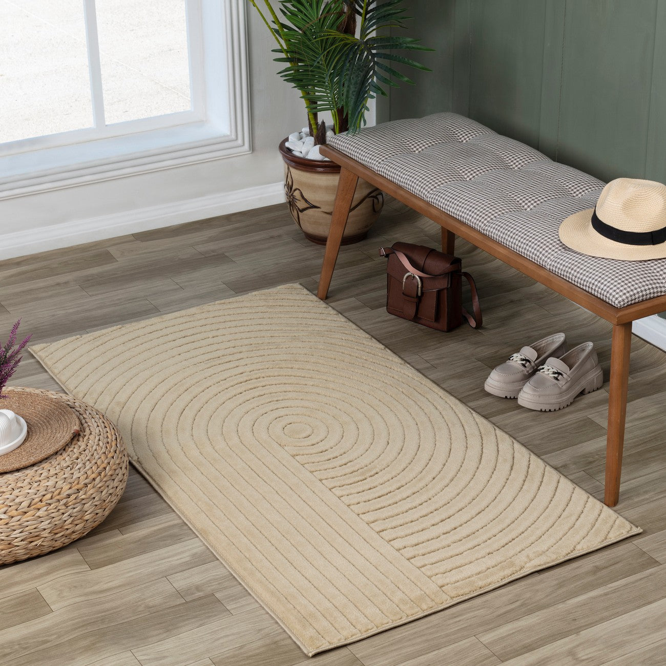EMIKO Indoor & Outdoor Scandi Modern Beige Area Rug
