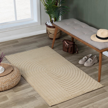 EMIKO Indoor & Outdoor Scandi Modern Beige Area Rug