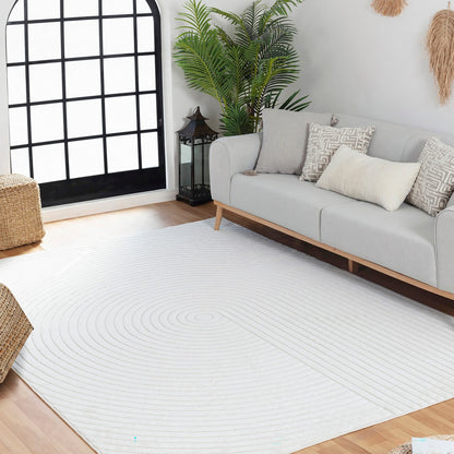 EMIKO Indoor & Outdoor Scandi Modern White Area Rug