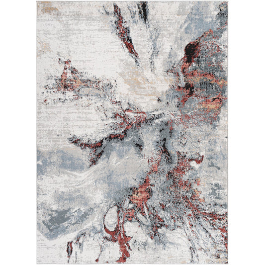 EMMA Abstract Modern Marble Medium Grey Area Rug Flat