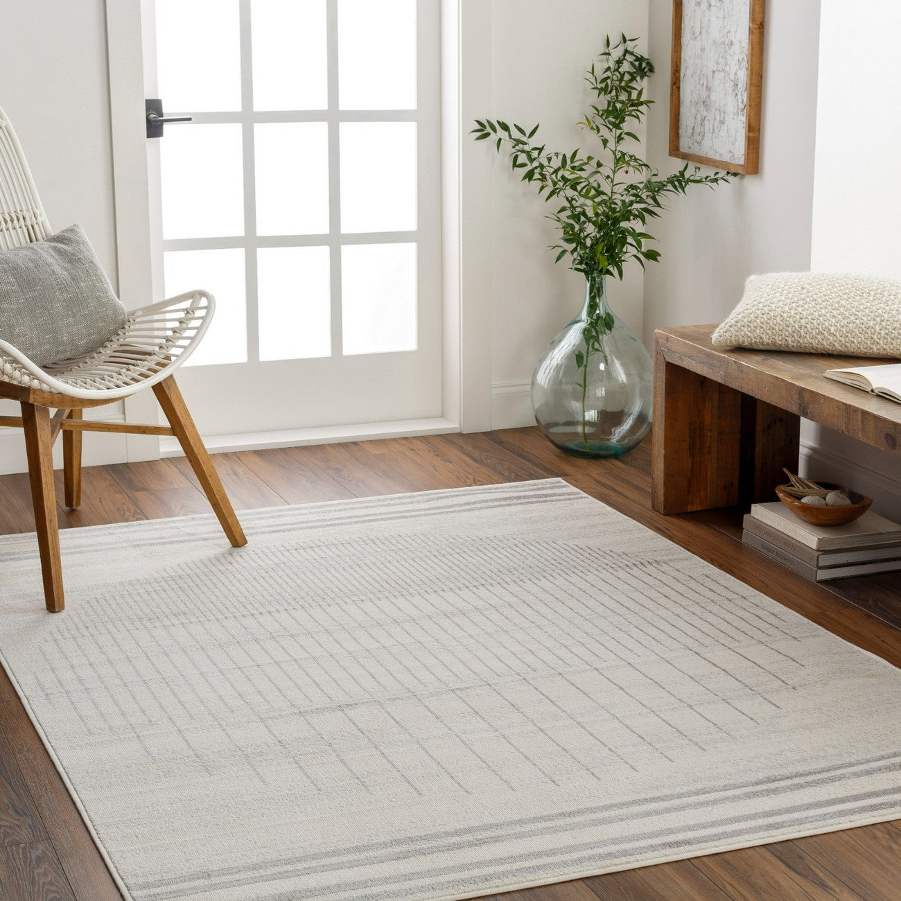 ENSO Scandi Geometric Grey Area Rug Roomscene