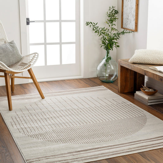 ENSO Scandi Geometric Light Brown Area Rug Roomscene