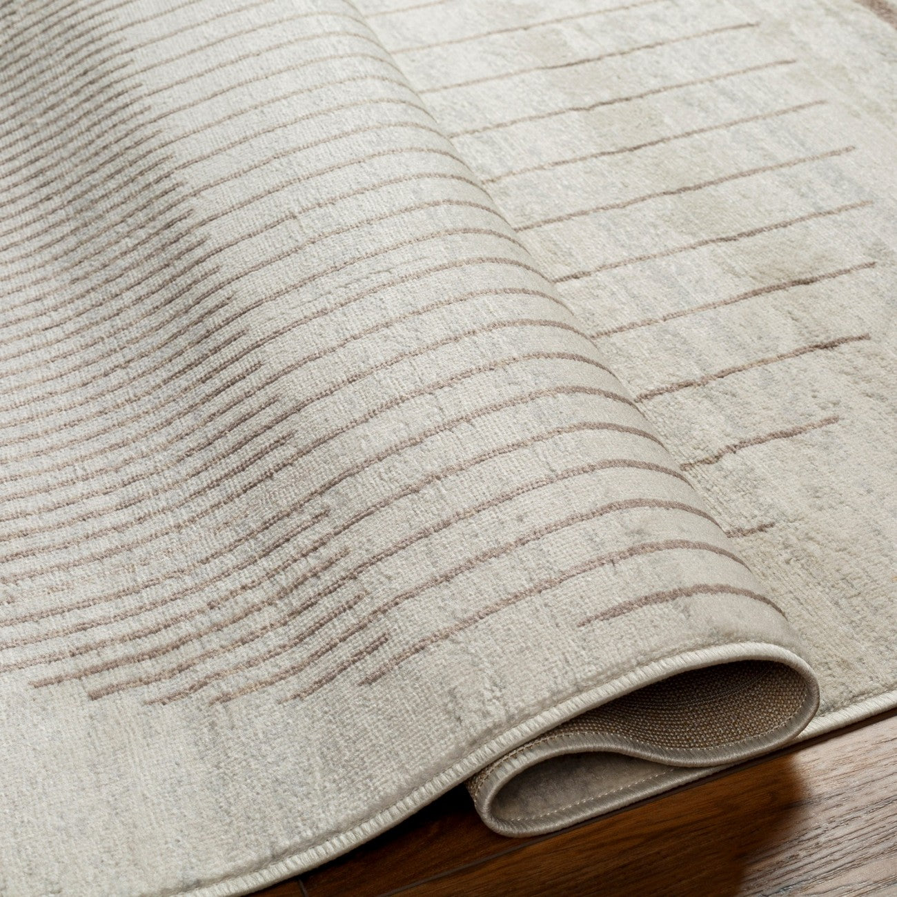 ENSO Scandi Geometric Light Brown Area Rug Fold