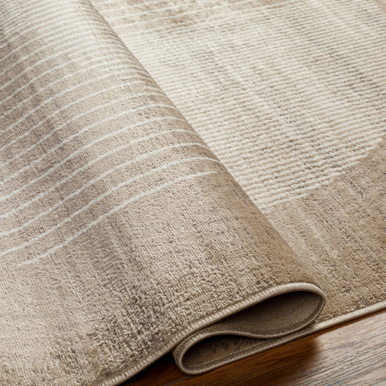 ENSO2 Scandi Geometric Brown Area Rug Fold
