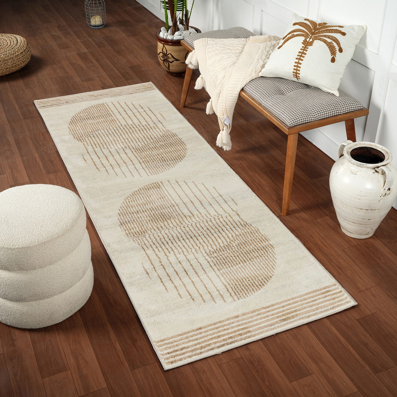 ENSO2 Scandi Geometric Light Brown Area Rug