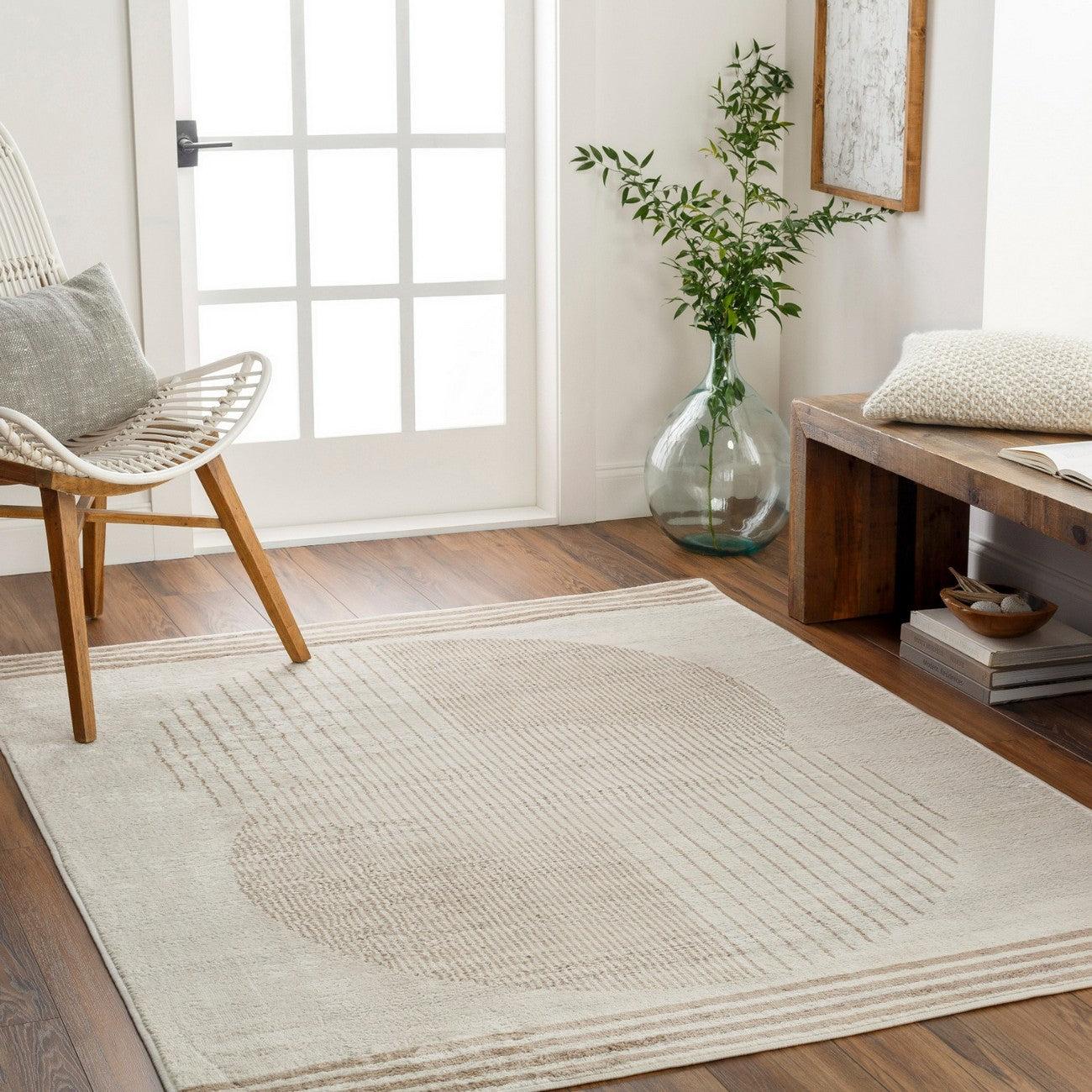 ENSO2 Scandi Geometric Light Brown Area Rug