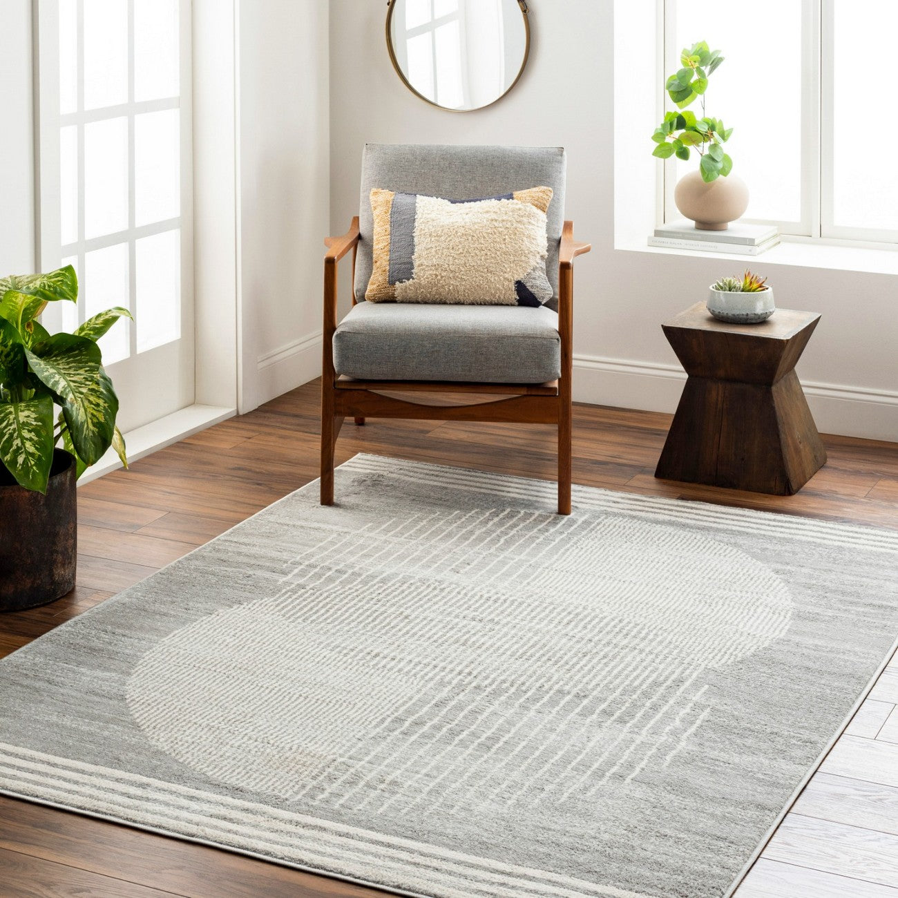 ENSO2 Scandi Geometric Light Grey Area Rug