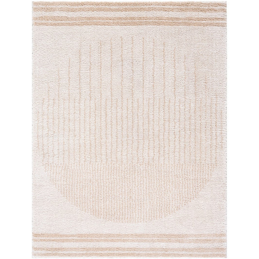 ENSO3 Machine Washable Modern Shaggy Beige Area Rug Flat