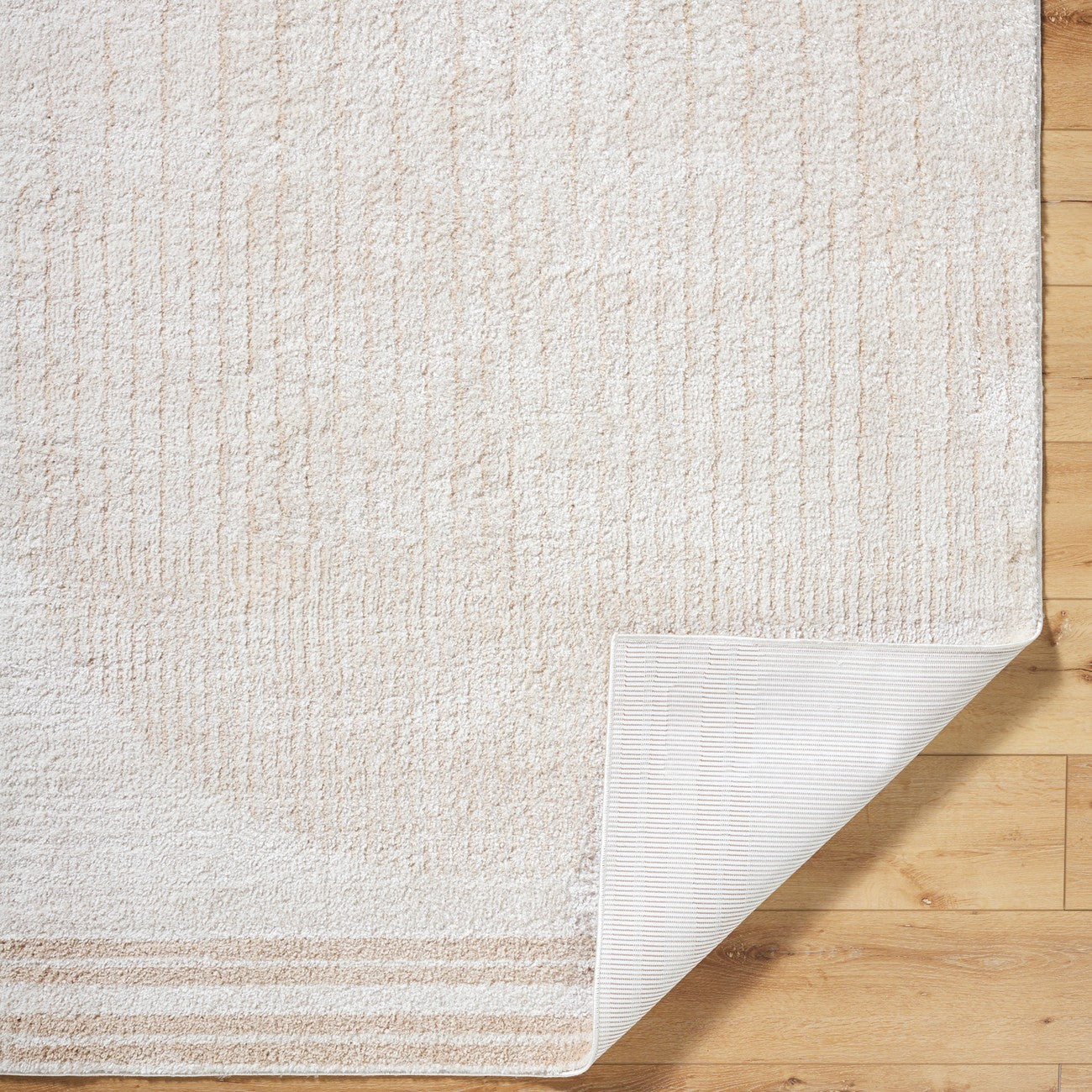 ENSO3 Machine Washable Modern Shaggy Beige Area Rug Fold