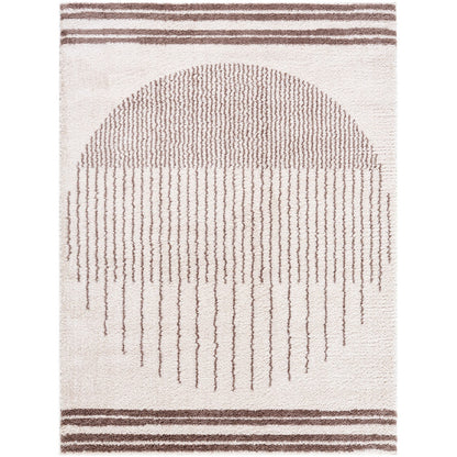 ENSO3 Machine Washable Modern Shaggy Dark Brown Area Rug