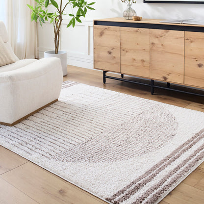 ENSO3 Machine Washable Modern Shaggy Dark Brown Area Rug
