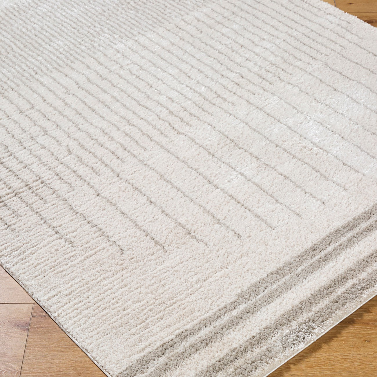 ENSO3 Machine Washable Modern Shaggy Medium Grey Area Rug Corner