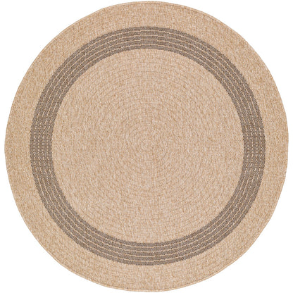 RHONDA Round Indoor & Outdoor Cottage Jute-Look Beige/Brown Area Rug