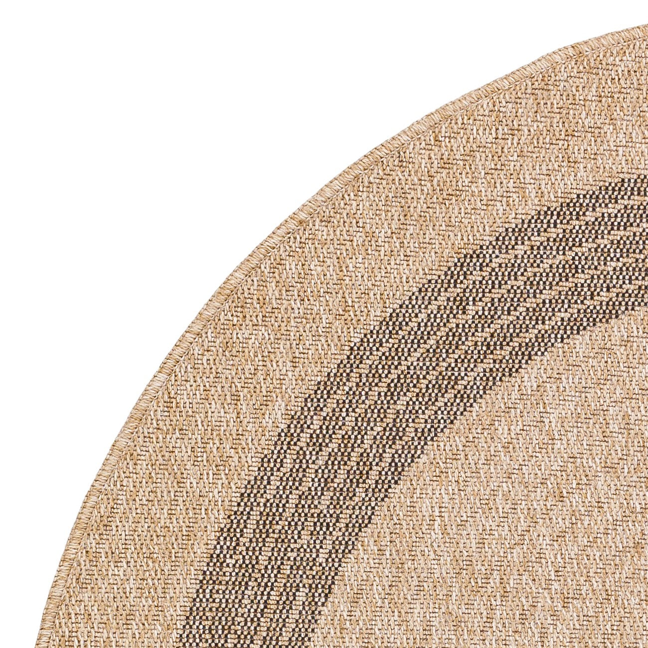 RHONDA Round Indoor & Outdoor Cottage Jute-Look Beige/Brown Area Rug