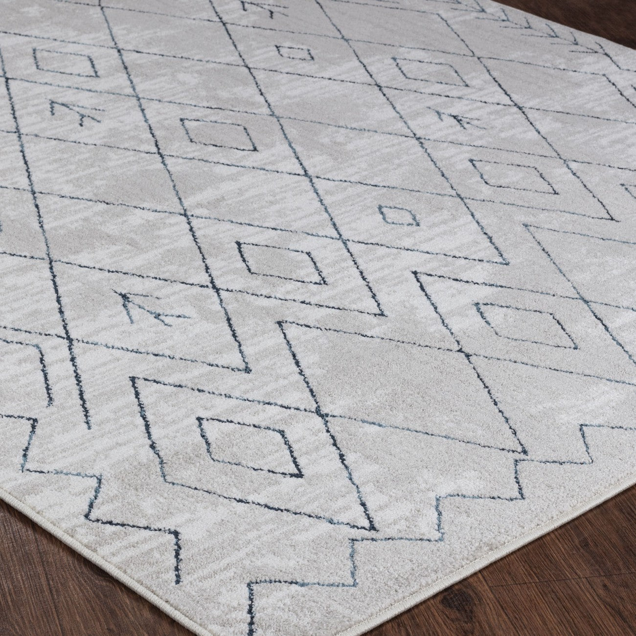 FABIA Berber Modern Blue Area Rug Corner