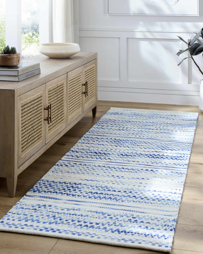 Williford Blue Wool Flatwoven Rug