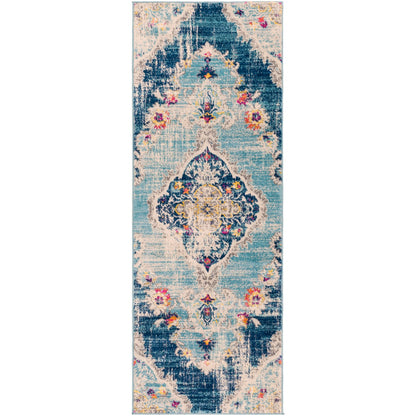 ROMY Vintage Traditional Oriental Boho Blue Area Rug