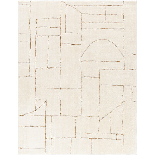 LISA Scandi Modern High Pile Ivory/Brown Area Rug Flat
