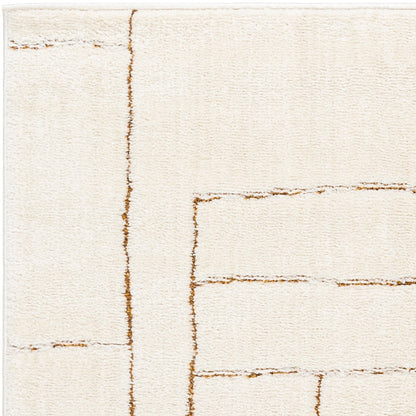LISA Scandi Modern High Pile Ivory/Brown Area Rug Zoom