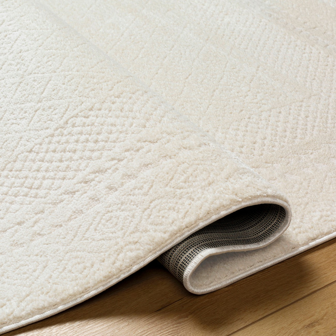 AMBRE Scandi Modern High Pile Ivory/Off-White Area Rug Fold