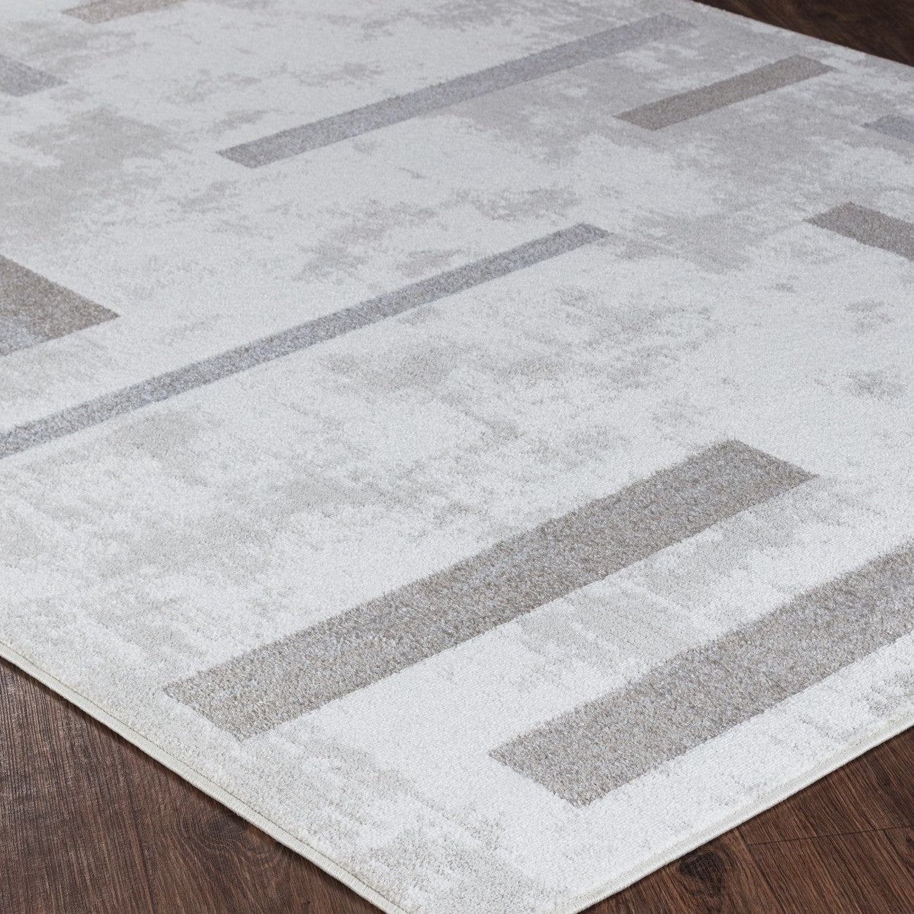 GABBY Scandi Modern White/Grey Area Rug Corner